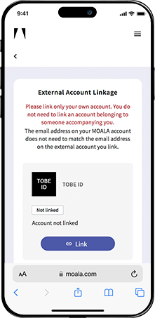 External Account Linking Confirmation Screen: No accounts currently linked.