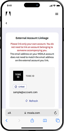 External Account Integration Screen: Indicates that the TOBE ID has already been linked.