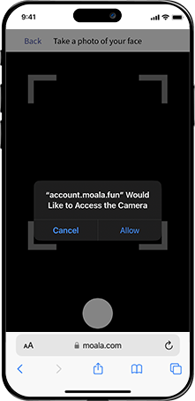 Camera Access Authorization Screen.